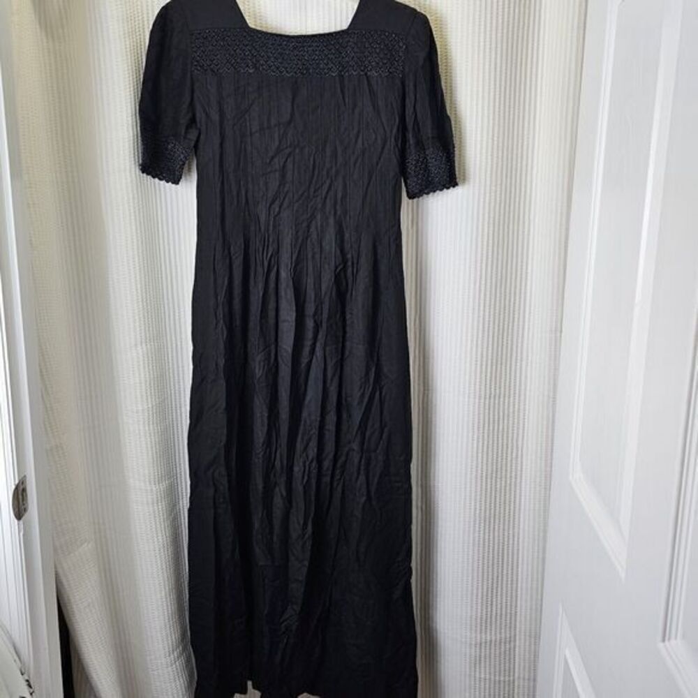 VTG Maxi Rayon Gauze Wgt Sarah Elizabeth Cottagecore Eyelet Short Sleeve‎ Dress